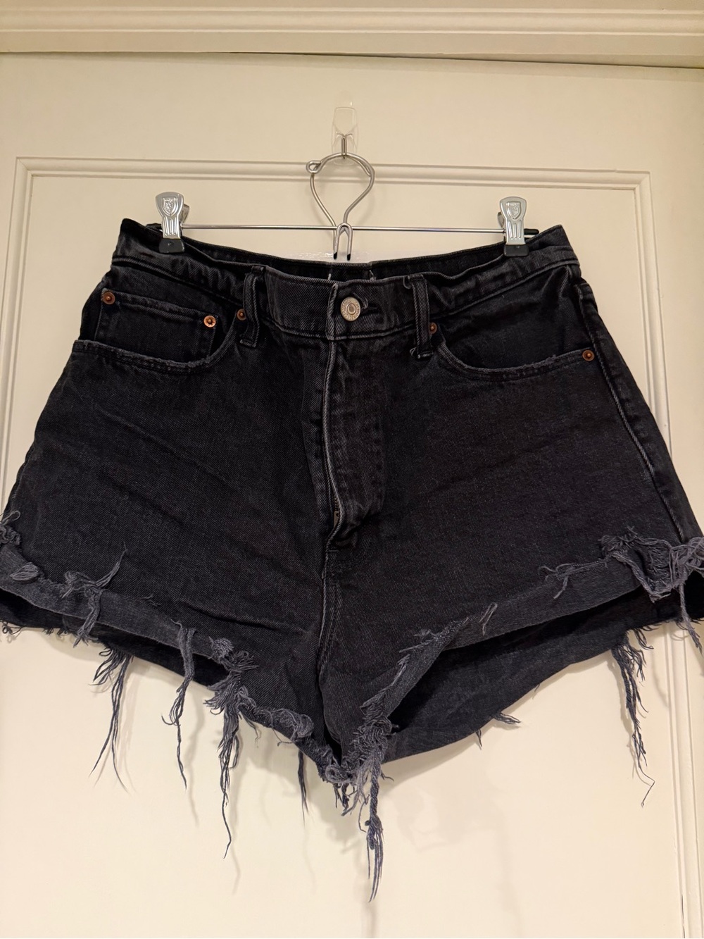 Abercrombie & Fitch Black Distressed High-Rise Jean Shorts
